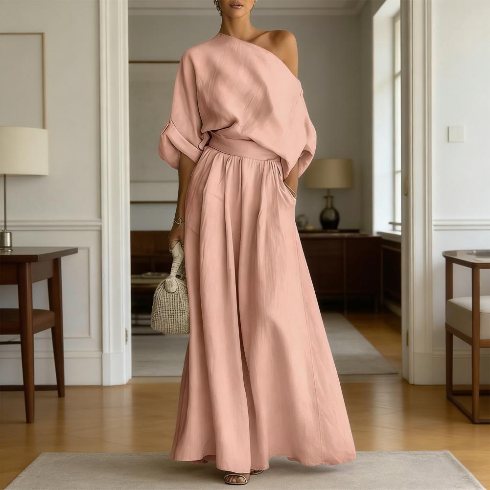 Blouse Off Shoulder - Ensemble chemisier et pantalon pour femme,
