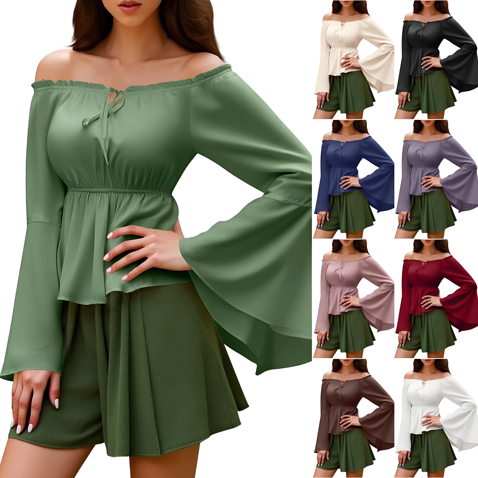 Blouse Off Shoulder - Chemisier Renaissance pour femmes, chemise à