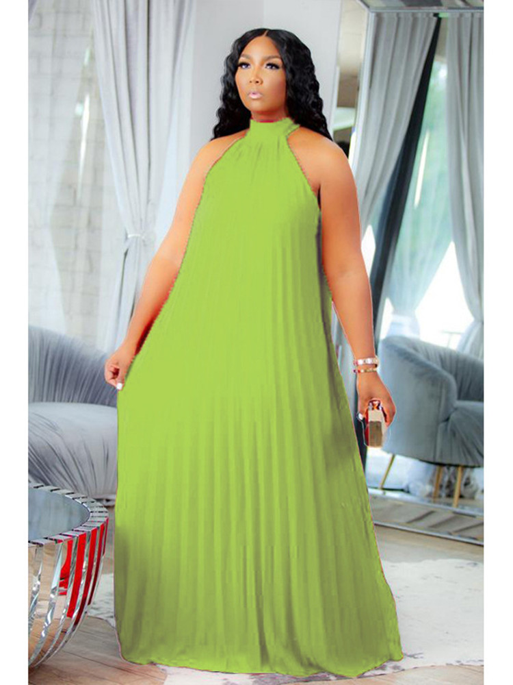 Maxi Dress Halter - Wmstar-Robe longue sans manches pour femme,