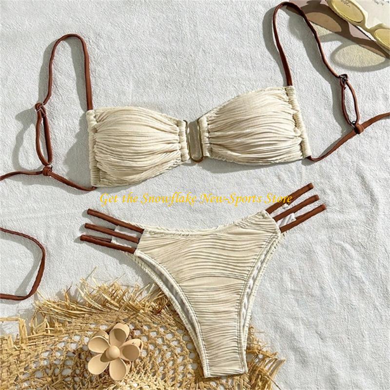 Swimsuit Bikini Ruched - E56D maillot bain Bandeau froncé pour