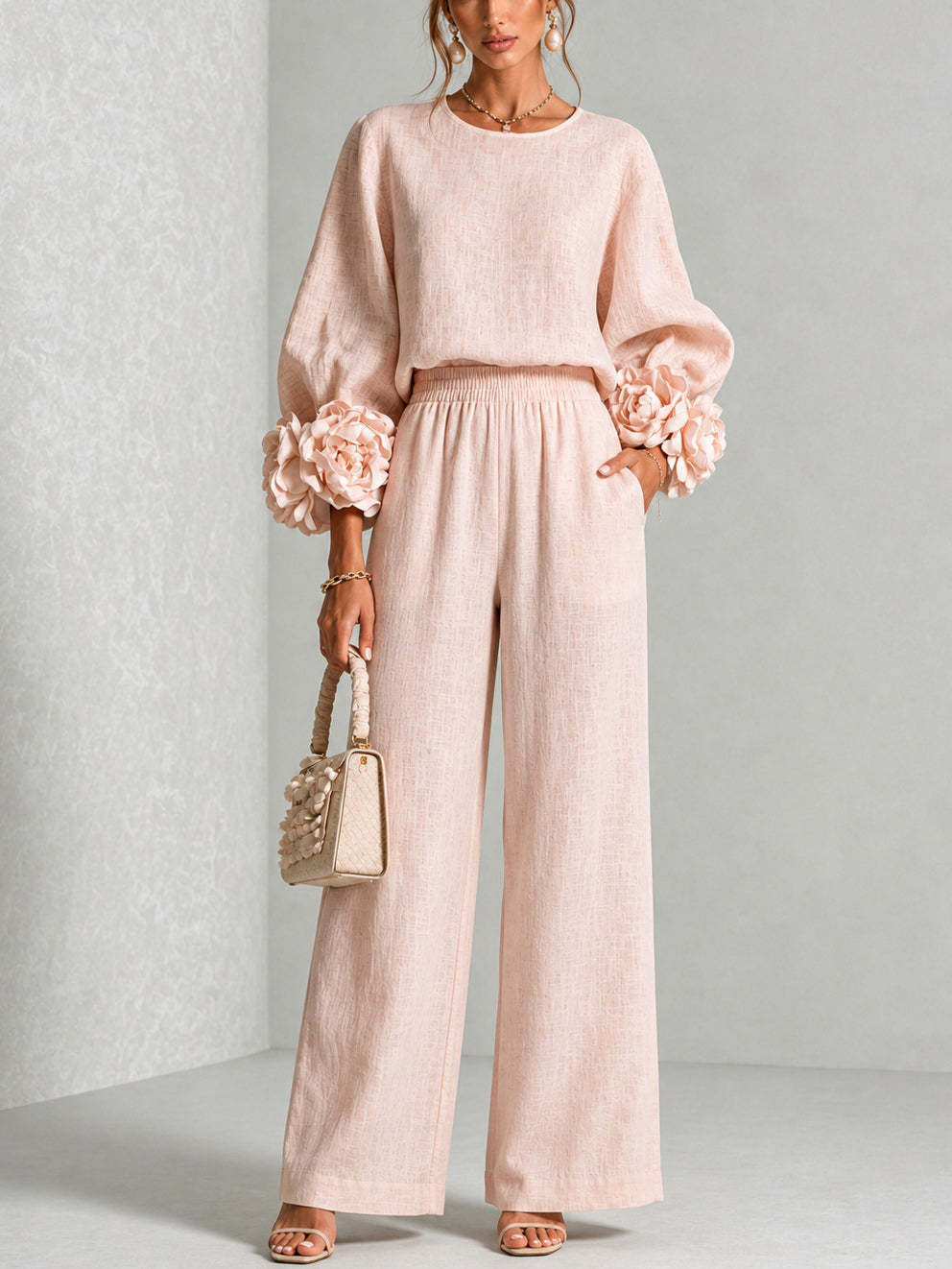 Linen Pant Wide - Ensemble deux pièces en lin pour