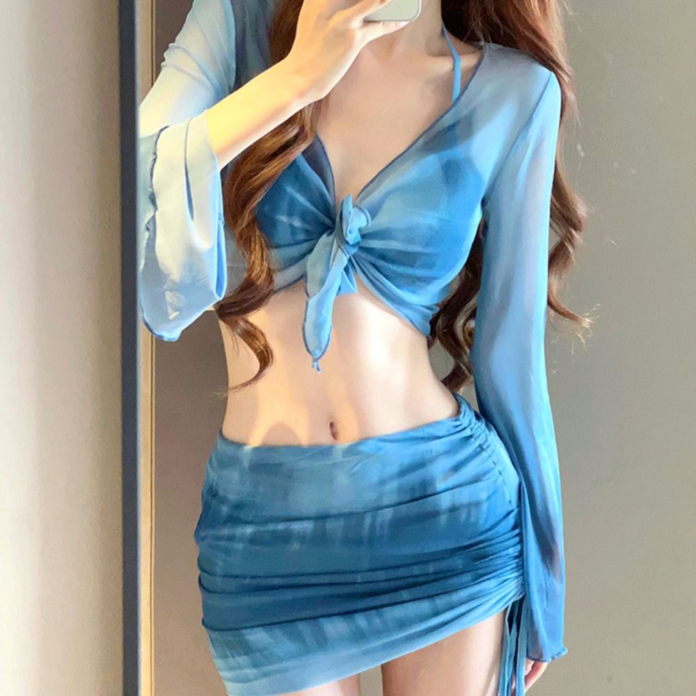 Ensemble de bikini tie-dye ble - Swimsuit Bikini Ruched avis et prix