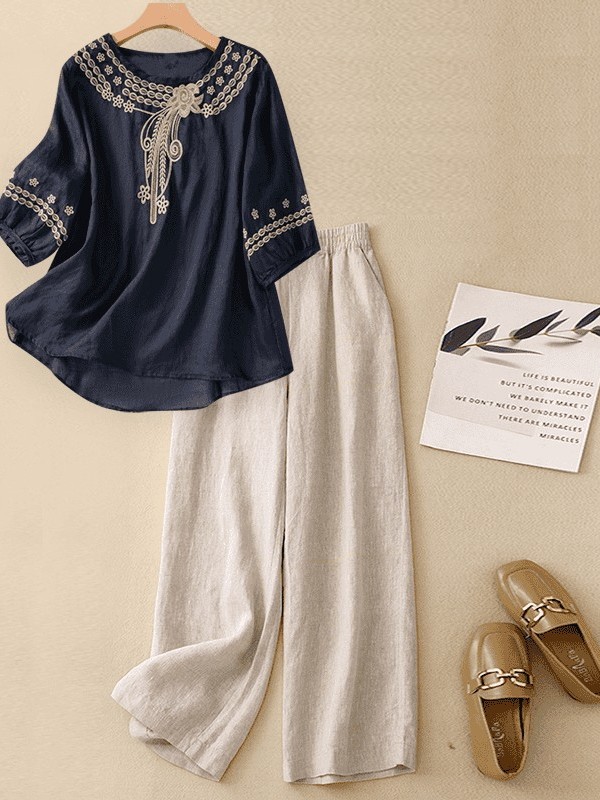 Ensemble haut de gamme en coto - Linen Pant Wide avis et prix