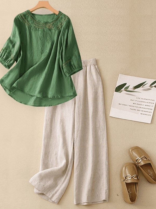 Ensemble haut de gamme en coto - Linen Pant Wide avis et prix