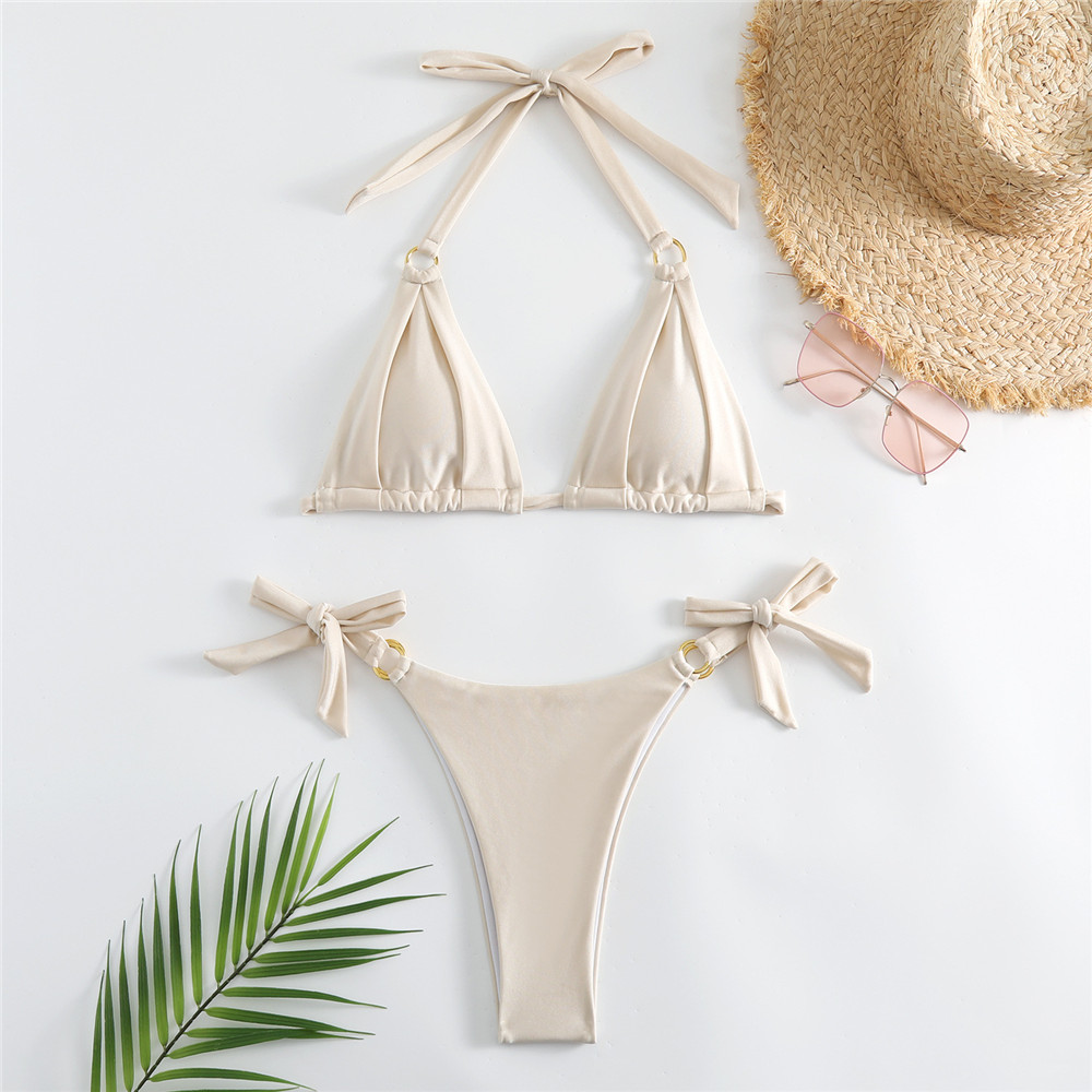 Blanc froncé arc Kontted maill - Swimsuit Bikini Ruched avis et prix
