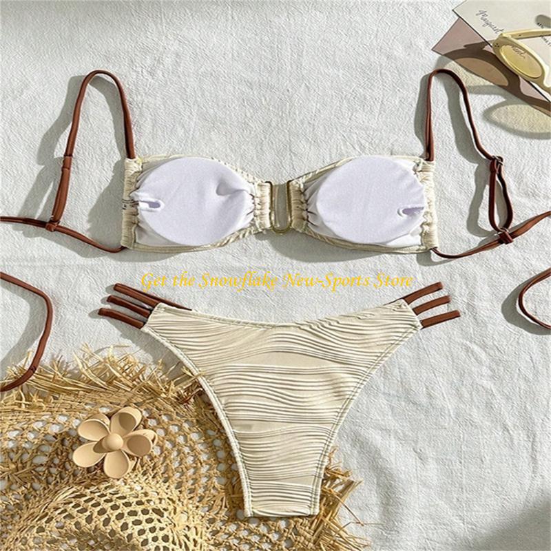 E56D maillot bain Bandeau fron - Swimsuit Bikini Ruched avis et prix