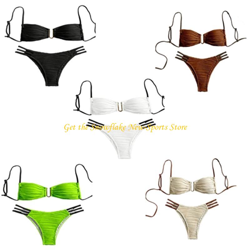 E56D maillot bain Bandeau fron - Swimsuit Bikini Ruched avis et prix